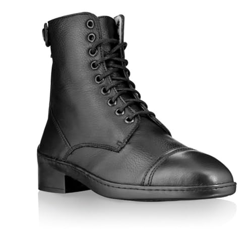 PIONEER Stiefeletten Diana - Reitstiefel für Damen und Herren - Aus Leder, mit Reißverschluss und Schnürung - Schwarz - Größe 38 von PIONEER