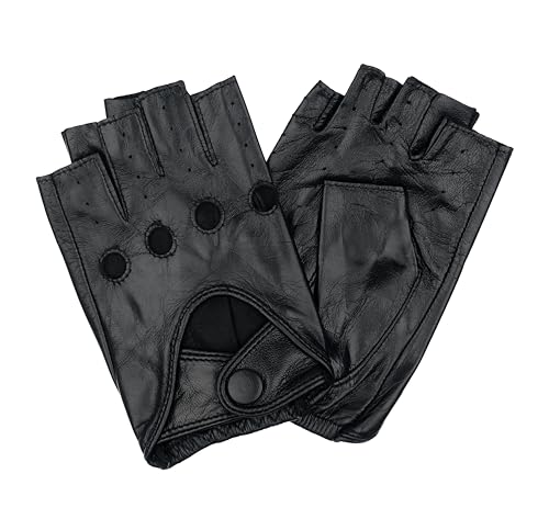 PITAS Lederhandschuhe Damen | Schwarze Handschuhe | Fingerlose Autohandschuhe | Fitness Handschuhe (Schwarze, L) von PITAS