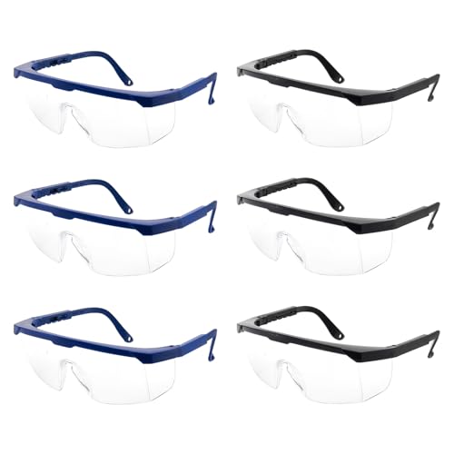 PIWOSGOL 6-er Pack Schutzbrille Arbeitsschutzbrille,Sicherheitsbrillen, Schutzbrille für Brillenträger, Schutzbrillen Transparent, Augenschutzbrille von PIWOSGOL