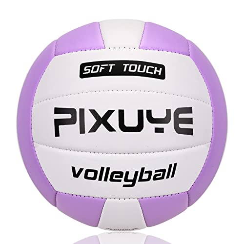 Volleyballs Official Size 5,Soft Beach Volleyball for Children Adults,Ball for Outdoor Indoor Games Gym Training Violett Weiß von PIXUYE