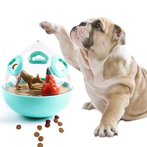 PJDDP Hunde Treat Ball-Hundefutter-Zufuhr-Kugel-Spielzeug Interactive Tumbler Design-Dispensing-Kugel-Haustier- Erhöhen IQ Langsam Feeder Interactive Treat Dispensing Ball Für Hunde & Katzen,Blau von PJDDP