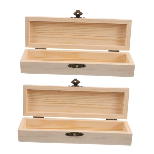 PLAFOPE 2 Stück Teiliges Vintage Holz stiftemäppchen Einfache Robuste Schreibwaren Box mit Deckel DIY Bemalbar für Schule Büro und Zuhause Fördert Kreativität und Handwerkliche von PLAFOPE