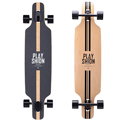 PLAYSHION Longboard 39 Zoll, mit ABEC-9 Kugellagern, Drop-Through Freeride Skateboards Cruiser von PLAYSHION