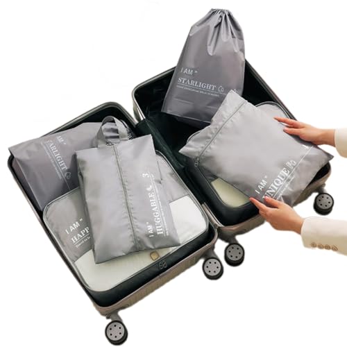 6 vielseitige Reise-Organizer-Taschen, trennen und schützen Ihre Kleidung, geeignet für verschiedene Koffer, grau von PLCPDM