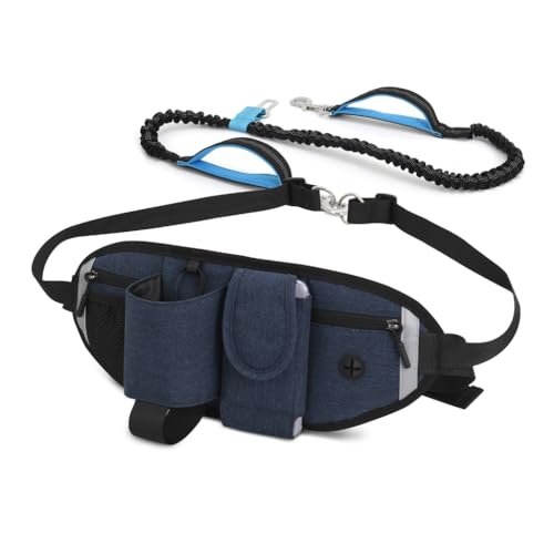 Bequeme und langlebige reflektierende Hüfttasche mit Flaschenhalter, Laufgürteltasche zum Joggen und Reisen, blau von PLCPDM