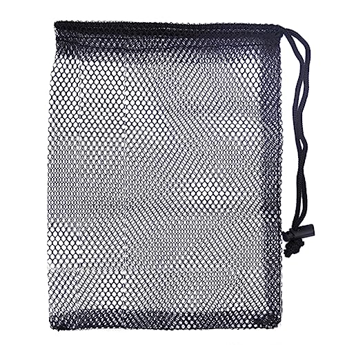 Nylon-Netztasche mit Kordelzug, Golftaschen, Golfzubehör, Sportnetztasche, schwarz, solide Netztaschen für Fitnessstudio von PLCPDM
