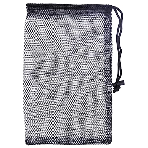 Nylon-Netztasche mit Kordelzug, Golftaschen, Golfzubehör, Sportnetztasche, schwarz, solide Netztaschen für Fitnessstudio von PLCPDM