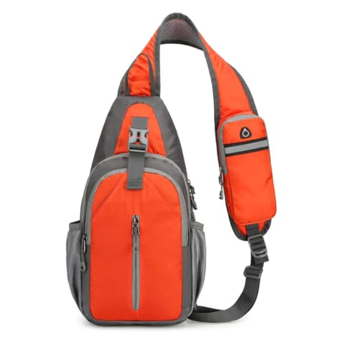 Nylon-Umhängetasche, leichte Brusttasche, Schulter-Rucksäcke, Reisetasche, lässiger Tagesrucksack für Outdoor-Wandern, Orange von PLCPDM