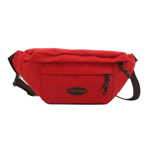 Outdoor-Sport-Hüfttasche, Nylon, Umhängetasche, lässige Schultertasche, Brusttaschen zum Laufen und Radfahren, rot von PLCPDM