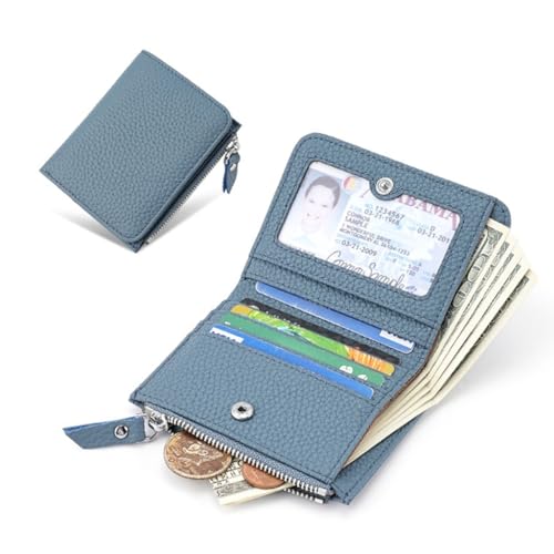 PLCPDM Geldbörse im japanischen Stil, PU-Leder, Kleingeldbörse, kurze Geldbörse, Kartenhalter, Tasche, Reißverschluss, Clutch, Geldbörse, blau von PLCPDM