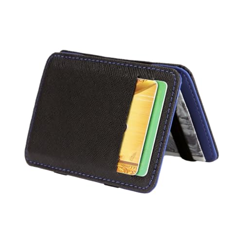 PLCPDM Ledergeldbörse Kartenhalter für Herren, schlanker Visitenkartenhalter, Geldbeutel, kurze Klappbrieftasche für Herren, Geschäftsreisen, blau von PLCPDM
