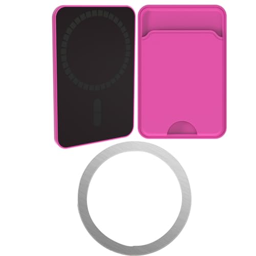 PLCPDM Magnetischer Kartenhalter für Handy, funktionale Karte, organisierte Silikon-Brieftasche, Kartenhülle für Geschäftsleute, Einzelne rosafarbene Perle von PLCPDM
