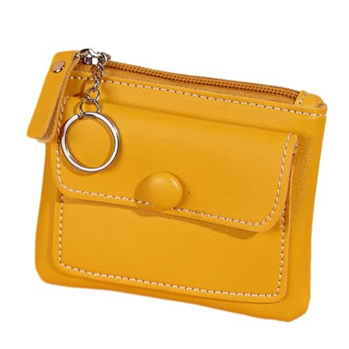 PLCPDM Tragbare kurze Geldbörse mit hochwertigem Reißverschluss, Kleingeldtaschen, praktischer Münzhalter für den täglichen Gebrauch, gelb von PLCPDM