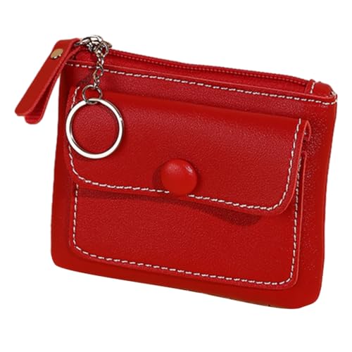 PLCPDM Tragbare kurze Geldbörse mit hochwertigem Reißverschluss, Kleingeldtaschen, praktischer Münzhalter für den täglichen Gebrauch, rot von PLCPDM