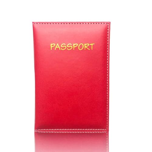 Reisepasshülle, Ausweis, Kreditkarten, Bargeld, Dokumenten-Organizer für Männer und Frauen, Unisex, Reisepasshülle, tragbar, rot von PLCPDM