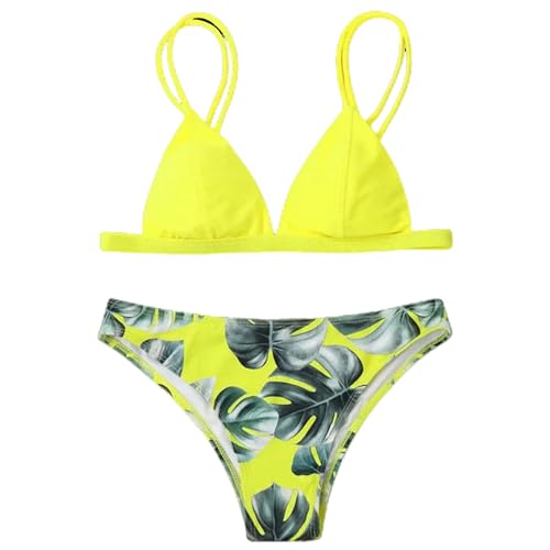 PLIOUASZ Bikini Damen Frauen Bikini Anzug Badeanzug Bequemer Strandkleidung Badeanzug Badeanzug-gelb-l von PLIOUASZ