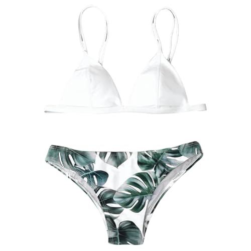 PLIOUASZ Bikini Damen Frauen Bikini Anzug Badeanzug Bequemer Strandkleidung Badeanzug Badeanzug-weiß-XL von PLIOUASZ