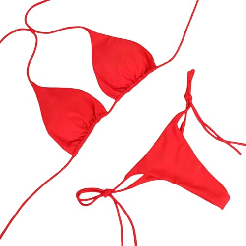 PLIOUASZ Bikini Damen Frauen Bikini Side Side Tie Tanga Badeanzug Bandage Badeanzug-e-m von PLIOUASZ