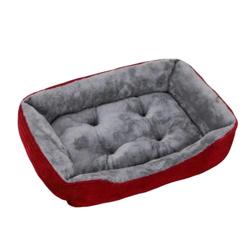 PLIOUASZ Hundebett Bett Für Hundezwinger Medium Kleines Hundesofa Kissen Haustier Beruhigungshundbett Haustier Lieferungen-weinrot-XL (75x55 cm) von PLIOUASZ