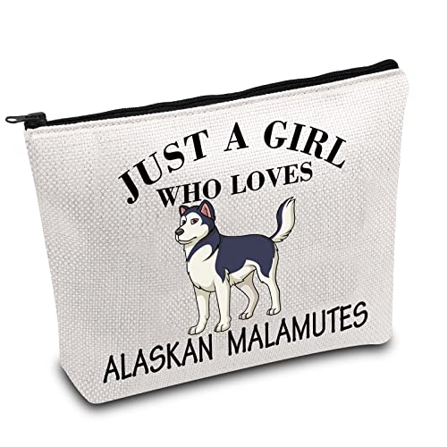 PLITI Alaskan Malamute Geschenk Alaskan Malamute Hund Mama Make-up Tasche Just a Girl Who Loves Alaskan Malamutes Reisetasche, Girl Loves Malamutes, L9 W7 H0.39 von PLITI