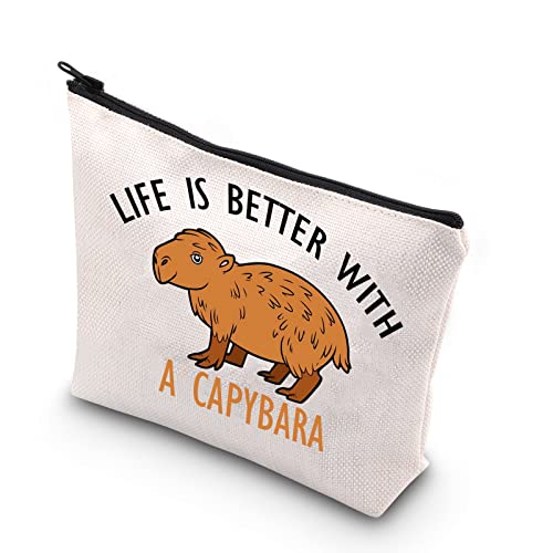 PLITI Capybara Geschenke für Capybara-Liebhaber, Make-up-Tasche, Life is Better with a Capybara, Geschenk für Nager, Tierliebhaber, Geschenk, Besser mit Capybara U, Modisch von PLITI