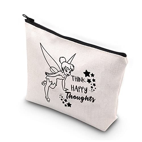 PLITI Fairy Tales Make-up-Tasche für Mädchen "Think Happy Thoughts", Kosmetiktasche für Freundin, Schwester, inspirierendes Geschenk, Think Happy Thoughtsu von PLITI