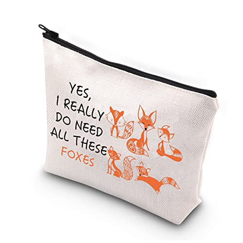 PLITI Fox Make-up-Tasche für Mädchen, lustige Fuchs-Liebhaber-Geschenke Ja I Really Do Need All These Foxes Forest Animal Lover Kosmetiktasche, Need All Foxesu von PLITI