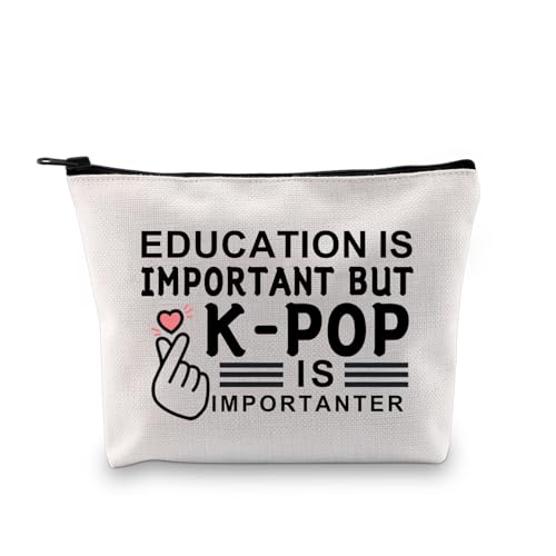 PLITI K-Pop Make-up-Tasche, koreanischer Drama-Liebhaber, Geschenk, Bildung ist wichtig, aber K-Pop ist wichtiger, Kulturbeutel für Kpop-Fans, Wichtiger Kpop Bagu, modisch von PLITI