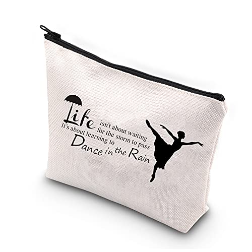 PLITI Tanzlehrer, Make-up-Tasche, inspirierend, Kosmetiktasche für Tanzliebhaber, Tanzteam, Dance in the Rainu von PLITI