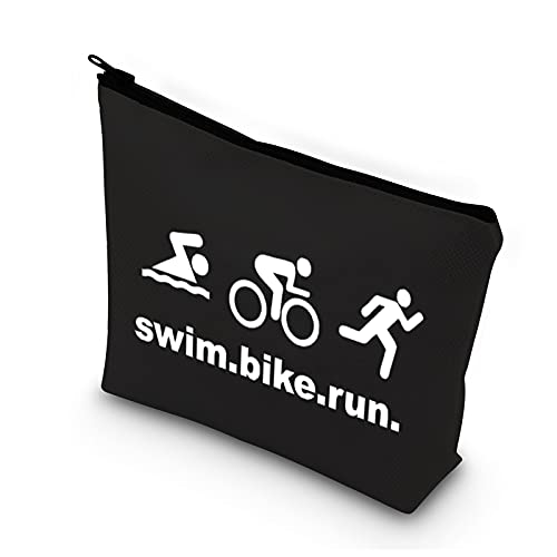 PLITI Triathlon Gifts Kosmetiktasche für Frauen, Triathleten, inspirierendes Geschenk, Swim Bike Run Bblu von PLITI