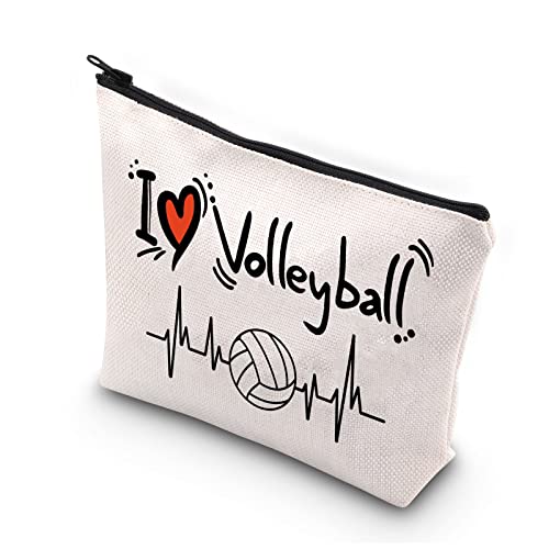 PLITI Volleyball-Liebhaber-Make-up-Tasche für Frauen und Mädchen, Volleyballspieler, Geschenk, Volleyball-Team, Geschenk für Volleyball-Reisetasche, I Love Volleyballu von PLITI