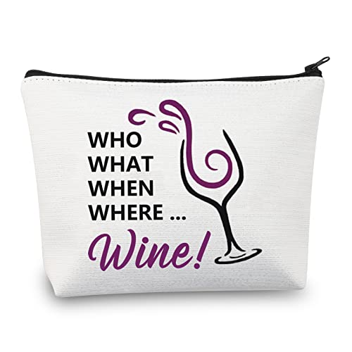 PLITI Who What When Where Wine Make-up-Tasche, lustige Reisetasche für Familie und Freunde, Who Ww Wineu, Modisch von PLITI