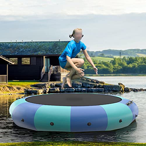 PLJKIHED Aufblasbares Wassertrampolin, 10 Fuß/12 Fuß/15 Fuß runde Wasserhüpfer-Schwimmplattform für Wassersport für Erwachsene und Kinder Stabilize von PLJKIHED