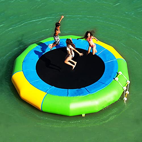PLJKIHED Aufblasbares Wassertrampolin, Bouncer-Schwimmplattform für Erwachsene und Kinder mit 4-Stufen-Seilleiter für See, Pool, 10 Fuß/3,0 m Stabilize von PLJKIHED