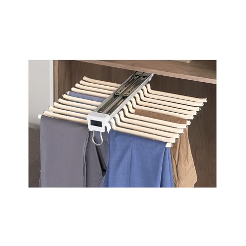 PLJKIHED Ausziehbarer Hosenständer, integrierter Teleskop-Hosenständer im heimischen Kleiderschrank, geeignet für Garderoben und Kleiderschränke (weiß) Stabilize von PLJKIHED