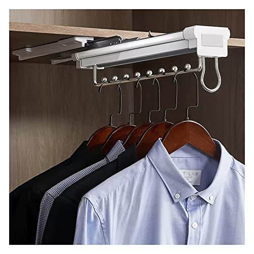 PLJKIHED Ausziehbarer Kleiderbügel, multifunktionaler Verstellbarer Kleiderschrank-Kleiderbügel, geeignet für Kleiderschränke und Garderoben (weiß 35,5 x 12,5 x 14 cm) Stabilize von PLJKIHED
