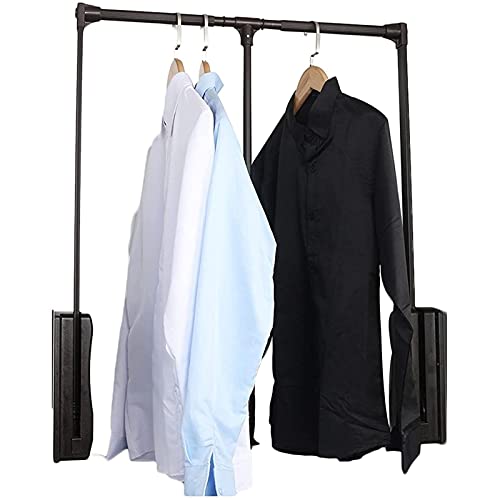 PLJKIHED Ausziehbares Kleiderstangen-Aufbewahrungsregal, verstellbares Kleiderschrank-Hebeschienen-Organizer-Aufbewahrungssystem, Kleiderbügelstange zum Aufhängen von Kleidung, robuste, einziehbare von PLJKIHED