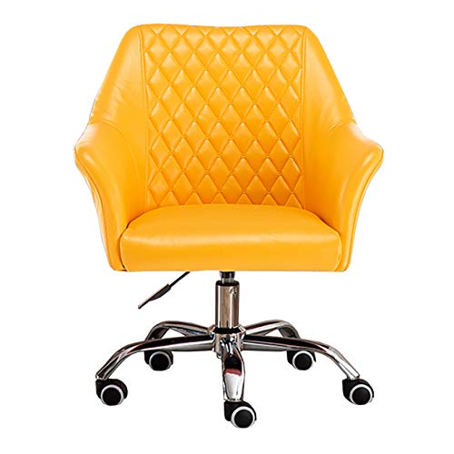 PLJKIHED Computerstuhl, 360°-Bürostuhl, Verstellbarer PU-Rollstuhl mit Rückenlehne für Büro, Zuhause, Computer-Loungesessel (Farbe: Gelb) Stabilize von PLJKIHED