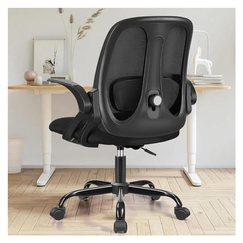 PLJKIHED Gaming-Stuhl, Bürostuhl, ergonomischer Computer-Schreibtischstuhl mit 2D-Lendenwirbelstütze und hochklappbaren Armlehnen, drehbarer, atmungsaktiver Netz-Arbeitsstuhl (Farbe: Noir) Stabilize von PLJKIHED