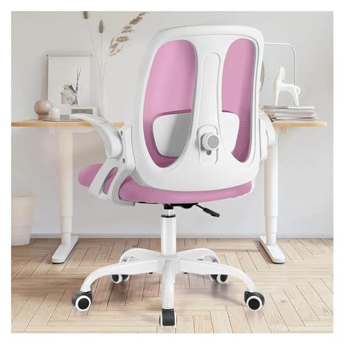 PLJKIHED Gaming-Stuhl, Bürostuhl, ergonomischer Computer-Schreibtischstuhl mit 2D-Lendenwirbelstütze und hochklappbaren Armlehnen, drehbarer, atmungsaktiver Netz-Arbeitsstuhl (Farbe: Pink) Stabilize von PLJKIHED