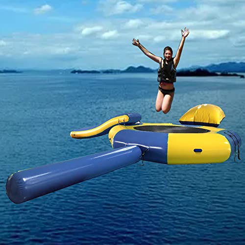 PLJKIHED Wasserspielzeug, aufblasbares Seetrampolin, PVC-aufblasbares Wassertrampolin, Wassertrampolin-Sprungbett mit Luftpumpe (2/3/4 m Durchmesser), 4 m Stabilize von PLJKIHED
