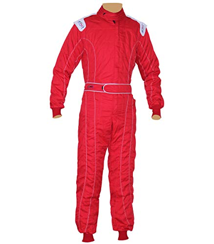 Einteiler für Erwachsene, für Kart/Rennen/Rallye, Poly-Baumwolle, 8 brillante Farben (rot, XL) von PM Sports