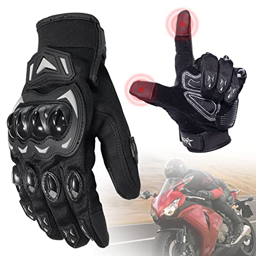 PNGOS motorradhandschuhe Herren, Motorrad Handschuhe Herr, Damen, atmungsaktiv, Touchscreen, Vollfinger, für Motocross-Handschuhe, MTB, Herren, für Fahren, Radfahren, Scooter (L) von PNGOS