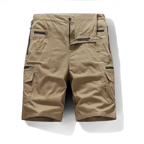 PNXF 2024 New Men's Outdoor Sporty Fitness Multifunctional Shorts,Men's Hiking Cargo Shorts Quick Dry Tactical Shorts (Khaki,3XL) von PNXF