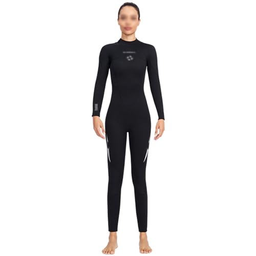 3mm Neoprenanzug Womens, Ganzkörper-Tauchanzug Rückenreißverschluss Neoprenanzug zum Tauchen Schnorcheln Surfen Schwimmen (Color : Schwarz, Size : S) von POBLTA
