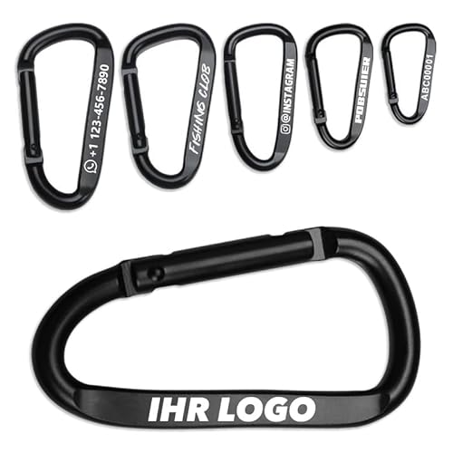 Pobsuier® Karabiner Haken Personalisierte D-Form Karabinerhaken Clip aus Metall mit Federhaken für Camping Wandern Reisen Schlüsselanhänger von POBSUIER