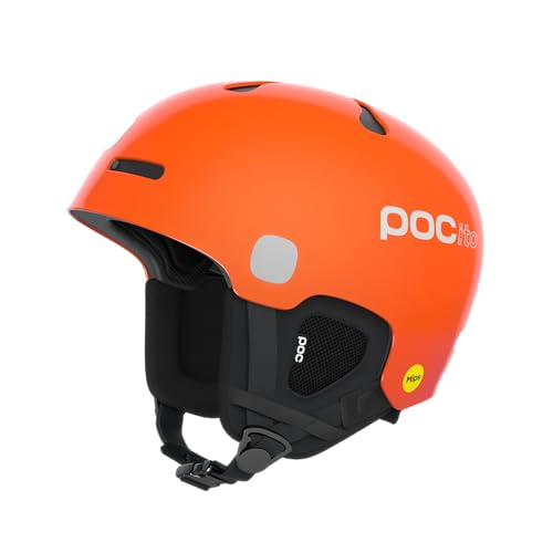 POC POCito Auric Cut MIPS - Sicherer Ski- und Snowboardhelm für Kinder mit LED Panel, Fluorescent Orange, M-L (55-58cm) von POC