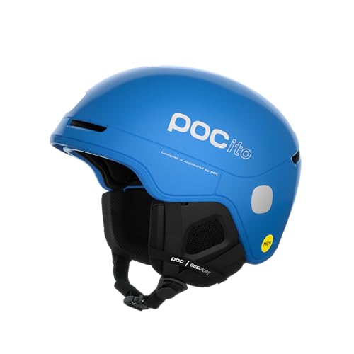 POC POCito Obex MIPS - Leichter und anpassbarer Ski- und Snowboardhelm für Kinder mit RECCO Reflektor, Fluorescent Blue, XS-S (51-54cm) von POC