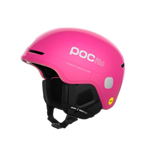 POC POCito Obex MIPS - Leichter und anpassbarer Ski- und Snowboardhelm für Kinder mit RECCO Reflektor, Fluorescent Pink, M-L (55-58cm) von POC