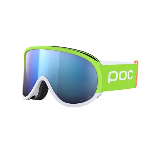 POC Retina Clarity Comp - Skibrille mit klassischem Design und zylindrischen Gläsern für optimale Sicht bei Wettkämpfen, Fluorescent Yellow/Green/Spektris Blue von POC